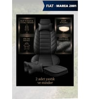 fiat marea 2001 Koltuk ve Kılıf uyumlu Minder Yastık Lüks Siyah 2 Minder 2 Yastık