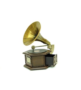 Dekoratif Metal Gramofon Kutu Obje Vintage Hediyelik