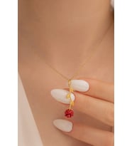Ters Gül Model 2 Rose Renk Gümüş Kolye Gkltrsgulm1-ros