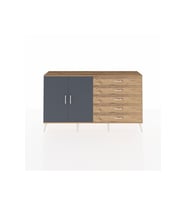 Arges Konsol 4 Raflı 5 Çekmeceli 2 Kapaklı 176x30x99 Çam-Antrasit/Çam