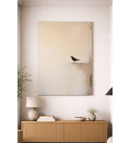 El Yapımı Dekoratif Kanvas Tablo- Minimalist Kuş figürlü- Modern Duvar Tablosu