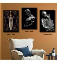 metal görünümlü sevgili kılıç 3 adet 35cmx50cm kumaş baskılı canvas tablo