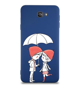 Samsung Galaxy J7 Prime Uyumlu Lansman Kılıf Aşk Tasarımlı İçi Kadife Kapak-Lacivert (Şeffaf)