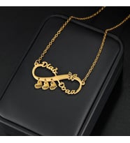 Kişiye Özel Zarif Sonsuzluk Model Çift İsim Mini Kalp Charm Kolye 925K Gümüş (Gold)