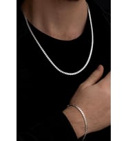 Erkek Gümüş Set - 4mm Ezme Model Gurmet Luxury Italy Sevgiliye • Eşe Kolye Bileklik