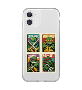 Iphone 11 Uyumlu Ninja Kaplumbağalar Tasarımlı Şeffaf Telefon Kılıfı