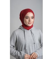 Bordo Pratik Hazır Geçmeli Şal Viskon Kumaş Penye Şal 2108_16