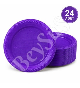 Parti Plastik Tabak 24lü Mor
