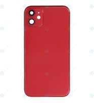 Apple iPhone 11 Uyumlu Logolu, Cam Arka Pil Kapağı - LENS HARİÇ (Kırmızı)