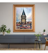 Altın Varaklı Paspartulu Çerçeveli  Tablo nat1716