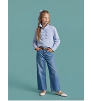 LCW Kids İndigo Wideleg Kız Çocuk Jean Pantolon