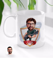 BK Gift Kişiye Özel İsimli Erkek Gitarist Karikatürlü Beyaz Kupa Bardak-1