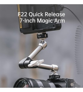 F22 Quick Release 7 Inch 360° Çift Ball Head Metal Extension Magic Arm Gri - 2974B