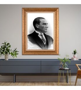 Altın Varaklı Paspartulu Çerçeveli Tablo rv675