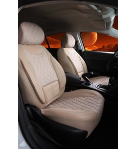 Hyundai Tucson Uyumlu Venüs Serisi Deri Detaylı Bej Oto Koltuk Kılıfı 5li Takım Set