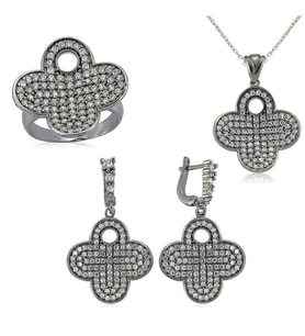 Gümüş Çiçek Bayan Set