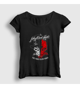 Presmono Kadın Siyah Jekyll Hyde Five Finger Death Punch T-Shirt 62891tt