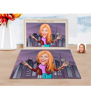 BK Gift Kişiye Özel Şarkı Söyleyen Kız Karikatürlü 1000 Parça Profesyonel Puzzle-1