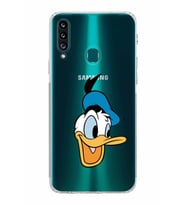 Samsung Galaxy A20s  Kamera Korumalı  Kapak Donald Duck Tasarımlı  Şeffaf Kılıf