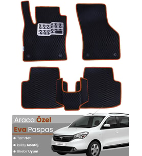 DACİA LODGY 5 KİŞİLİK (2012-2022) Uyumlu EVA Paspas Tam Set–Araca Özel,Su Geçirmez,Kolay Montaj