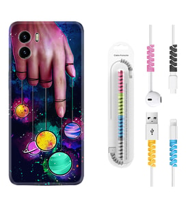 Vivo Y15S Y32 Y33S Y51 Y53S Kılıf Kablo Koruma Spiral Silikon Finger planet 1740