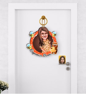 BK Gift Kişiye Özel Kız Çocuk Karikatürlü Çocuk Odası Ahşap Kapı Süsü-8