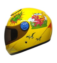 M201VR Dino Yellow Motosiklet Çocuk Kaskı Full Face Kids Kask