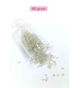 Dökme Cam Kum Boncuk (8/0) 3 mm - 60 Gram - Şeffaf Beyaz - BNC197