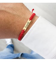 Alberaccessories, İsim, Tasarım Kişiye Özel, Örgü ip, Erkek Şans Kırmızı Bileklik, 925 Ayar Gümüş,