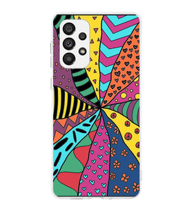 PrintiFy Samsung Galaxy A73 ile Uyumlu 1mm Slim Fit Retro Renkler 4 Baskılı Şeffaf  Kılıf