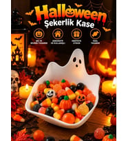 Halloween Cadılar Bayramı Dekoratif Hayalet Figürlü Şekerlik Kase Masa Üstü Dekor