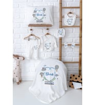 Pia Baby Premium İsim Baskılı Yenidoğan Erkek Bebek Hastane Çıkışı Set 5019-02 (Ekru)