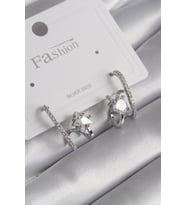 Pirinç Gümüş Renk Zirkon Taşlı Kadın Küpe - TJ-BKP8620