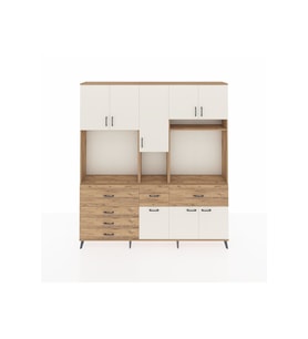 Arges Dolap 10 Raflı 6 Çekmeceli 8 Kapaklı 220x30x243 Çam-Aytaşı/Çam