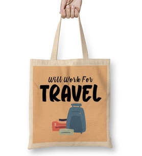 funny Travel gift design lover-Trippin Wanderlust Journey Adventurer Vacation Bez Çanta Uzun Saplı