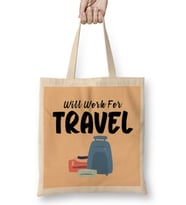 funny Travel gift design lover-Trippin Wanderlust Journey Adventurer Vacation Bez Çanta Uzun Saplı