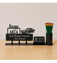 Satış Danışmanı Masa İsimliği - Kişiye Özel, Mesleklere Özel İsimlik - Metal Ofis İsimliği, Kalemlik ve Kartlık Seti- Yeni İş, Terfi Hediyesi