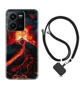 Vivo Y22 Kılıf Silikon Boyun Askılı İpli Desenli Silikon Yanardağ 1611