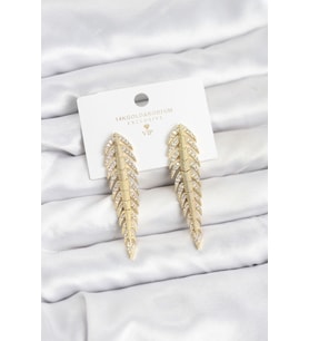 Pirinç Gold Renk Balık Sırtı Model Zirkon Taşlı Kadın Küpe TJ-BKP11516