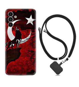 Samsung A23 A31 A32 A50 A51 A52 A53 A70 Kılıf Boyun Askılı Silikon Wolf and Moon 2 1381