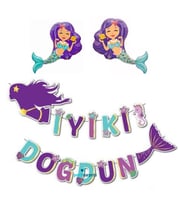 Deniz Kızı İyi Ki Doğdun Mini Shap Balonlu Set