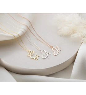 925 Ayar Gümüş Zarif Kişiye Özel Harfli Kalp Kolye.rose.gold.rodaj Renk Seçeneği
