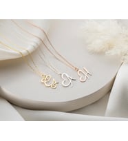 925 Ayar Gümüş Zarif Kişiye Özel Harfli Kalp Kolye.rose.gold.rodaj Renk Seçeneği
