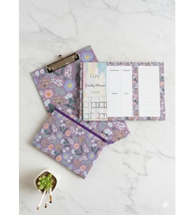 Adalinhome Lizy Sekreterlik Dosyası, Defter ve Haftalık Planlayıcı / Not & Plan Seti (Mor)