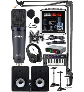 Midex Private Paket-7 Stüdyo Ekipmanları Seti (Monitör Mikrofon Ses Kartı Kulaklık Midi Klavye)
