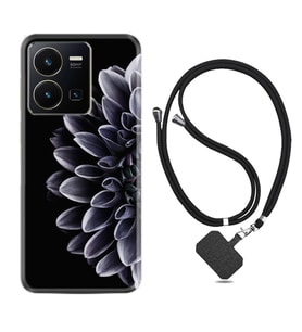 Vivo Y35 Kılıf Silikon Boyun Askılı İpli Desenli Silikon Çiçekler 1639