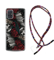 Samsung a71 A72 A73 A7 A9 2018 C7 C9 Kılıf Boyun Asklı Rasta Silikon Skull Rose 1673