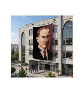 Sivil Gazi Mustafa Kemal Atatürk Portre Poster Bayrak Raşel Kumaş 6x9 metre ATA5