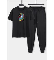 Unisex Crazy Banana Baskılı 2'li Eşofman Takımı (Siyah)