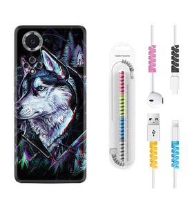 Huawei Nova Y70 Y90 Nova 9 SE  Kılıf Kablo Koruma Spiral Silikon Dog Eyes 1761